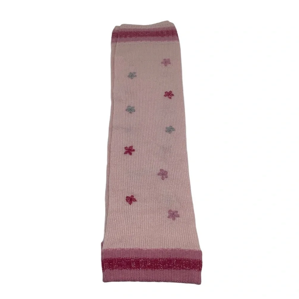 NWOT Girls Pink Knit Snowflake‎ Print Metallic Leg Warmers Size Big Girls 9-10